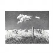 John Roger Cox, Wheat Shocks, lithograph