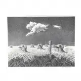 John Roger Cox, Wheat Shocks, lithograph