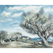 Anders Osterlind, Landscape with Houses, 1928, oil on canvas