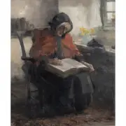 David Fulton, Woman in Red Reading, oil on canvas