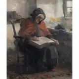 David Fulton, Woman in Red Reading, oil on canvas