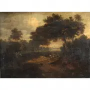 Jan Wijnants, Wooded Landscape with Travelers on Horse and on Foot, oil on canvas