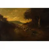 William Keith, Herding Scene, oil on canvas