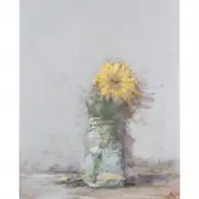 Terry DeLapp, Yellow Dahlia, acrylic on canvas