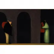 Jesus Leuus, Platicando, Mexico, 1966, oil on masonite