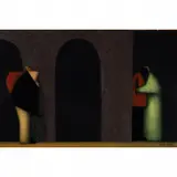 Jesus Leuus, Platicando, Mexico, 1966, oil on masonite