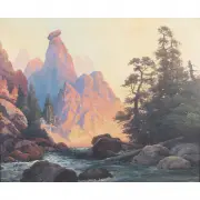 George S. Bickerstaff, Towers at Tower Falls, Yellowstone, WY, USA, oil on canvas