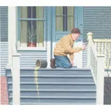 Stan Ekman, Man Painting Patio Deck, gouache on illustration board