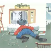 Stan Ekman, Child Reenacting Western Scene, gouache on illustration board