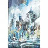 Jack Laycox, Towers and Tugs, oil on canvas