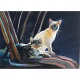 Edward Rusty Walker, Two Cats, watercolor on paper