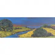 Jesse Rasberry, Stream Landscape, oil on board