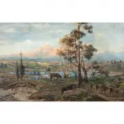 Raphael Lillywhite, Bucolic Scene, 1929, oil on canvas