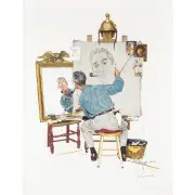 Triple Self Portrait by Norman Rockwell, lithograph, sold Oct 2023