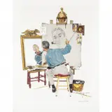Triple Self Portrait by Norman Rockwell, lithograph, sold Oct 2023