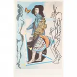 Courtier Five Of Swords, from Papillons Anciennes Suite by Salvador Dalí, lithograph, sold Oct 2023