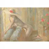 Joseph Bowler, Nude in a Sun Hat, 1988, oil on canvas
