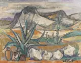 José Vela Zanetti, Desert Landscape, 1957, mixed media on panel