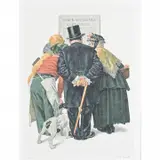 People Reading Stock Exchange by Norman Rockwell, lithograph, sold Nov 2023