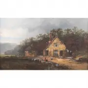 William Pitt, Cottage Landscape, oil on canvas