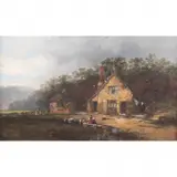 William Pitt, Cottage Landscape, oil on canvas