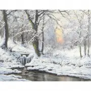 Winter Scene by László Neogrády, oil on canvas, sold Dec 2023