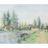 Lélia Pissarro, Steve, the Fisherman, on the river, Wallingford, 2005, oil on canvas
