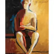 George De Groat, Seated Male Figure with Crossed Arms, oil on canvas