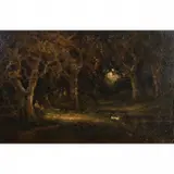 William Keith, Landscape, oil on board