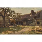 José Weiss, Cottage Scene, oil on board