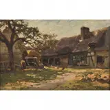 José Weiss, Cottage Scene, oil on board