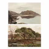Sidney Richard Percy, River Orbro, N. Wales, 1868, and Nr. Maenturog. 1869, oils on board