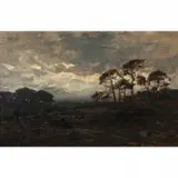 José Weiss, Firs on the Common, oil on board