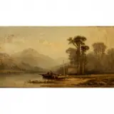 William H. Cooper, Figures at Dock, 1877, oil on canvas