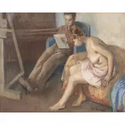Moses Soyer, In the Studio, oil on canvas