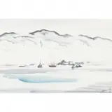 Chiara Obata, Ships in the Sea, 1946, watercolor on paper