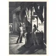 Martin Lewis, Chance Meeting, Drypoint Etching "Chance Meeting"