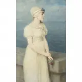 George Henry Boughton, Seabreeze, oil on panel