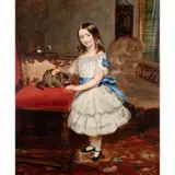 Attri. William Nicholas, Portrait of Young Girl with Cat, oil on canvas