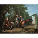 Jacques Lajoue, Aristocrats Return from a Hunt, oil on canvas