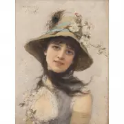 Émile Eisman-Semenowsky, Portrait of Woman, Paris 1883, oil on panel