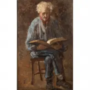 Frank Duveneck, Man Reading, oil on canvas