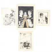Ken Hooper, four Star Trek Comic Illustrations, from the series Revenge of the Wind Rider, including cover, 1985, pen and ink