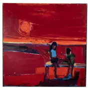 Henrietta Berk, Two Children (Red), oil on canvas