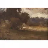 Giuseppe Cadenasso, In The Glade, oil on wood