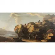 Travelers on a Trail by Pandolfo Reschi, oil on canvas, sold Apr 2024