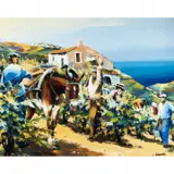Christian Jequel, Harvest Scene, oil on canvas