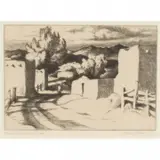 Gene Kloss, Road to Ranchos de Taos, etching