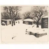 Gene Kloss, Winter Pastoral, etching