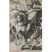 Hendrik Goltzius, Marcus Curtius on Horseback, Plate Four from the series: The Roman Heroes, 1586, engraving